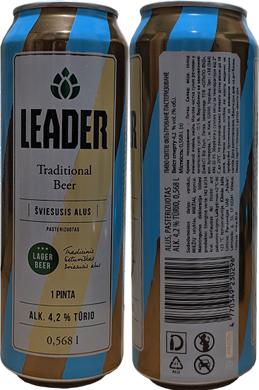 Пиво Leader Traditional в банке 0,568 литра