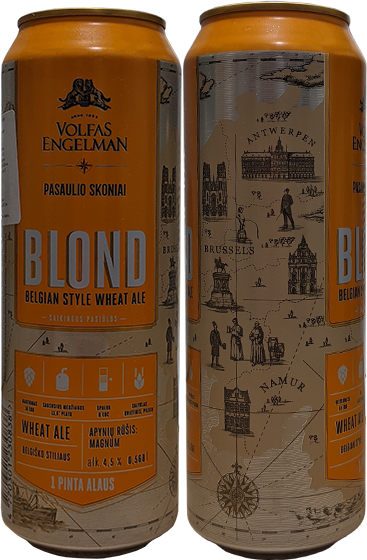 Пиво Volfas Engelman Blond в банке 0,568 литра