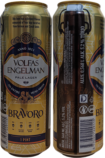 Пиво Volfas Engelman Bravoro в банке 0,568 литра