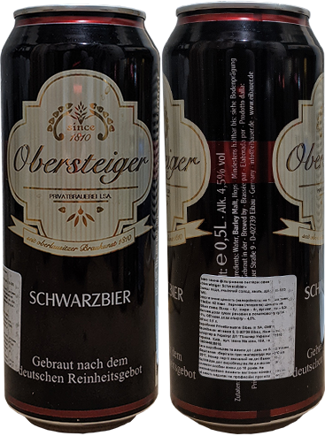 Пиво Obersteiger Schwarzbier в банке 0,5 литра