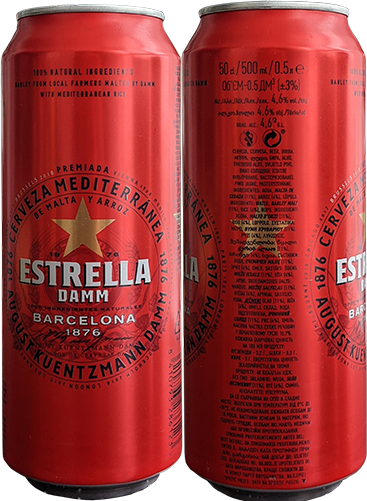 Пиво Estrella Damm в банке 0,5 литра