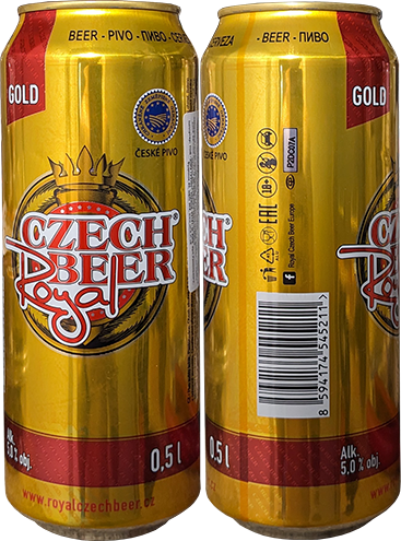 Пиво Czech Beer Royal Gold в банке 0,5 литра