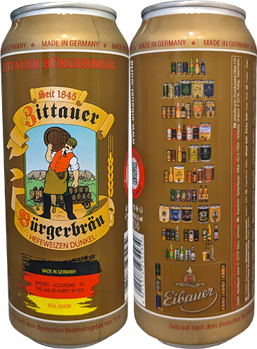 Пиво Zittauer Burgerbrau Hefeweizen Dunkel в банке 0,5 литра