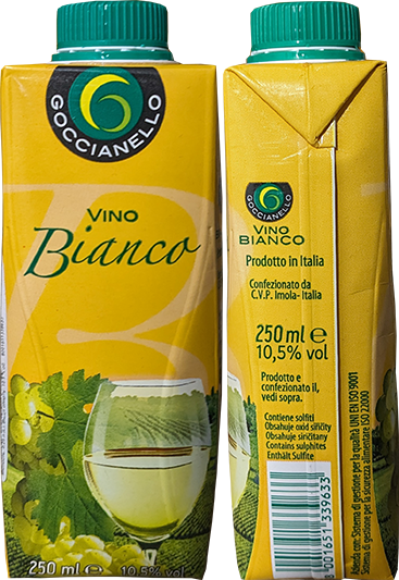 Вино Goccianello Bianco в тетрапаке 0,25 литра