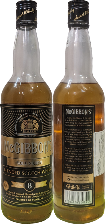 Виски McGibbons Gold Ribbon 8 Years Old в бутылке 0,7 литра