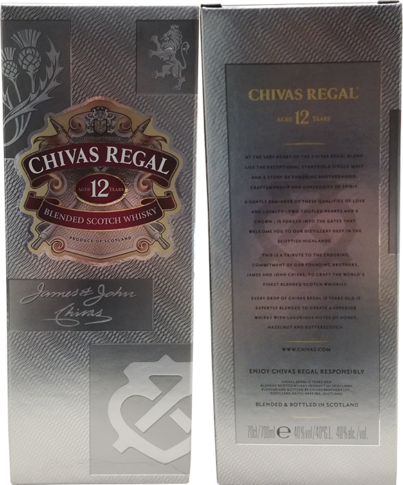 Виски Chivas Regal 12 years old в бутылке 0,7 литра подарочная упаковка