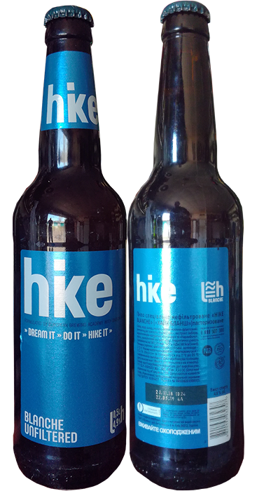 Пиво Hike Blanche Unfiltered от Оболонь в бутылке 0,5 литра